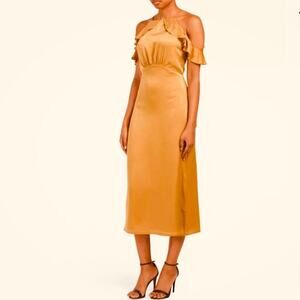 Revolve NWT Donna Mizani Alianna Cold Shoulder Dress Burnt Orange Size Large